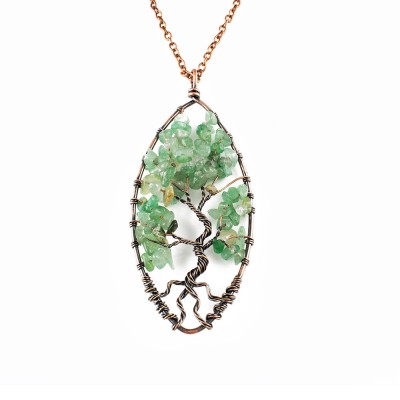 Oval Tree Of Life Necklace Amethyst- Necklaces For Women Tree Of Life Necklace Copper