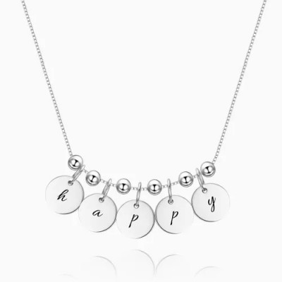Personalised Engraved Initial Beading Name Necklace Pendants Personalised Bead Necklace