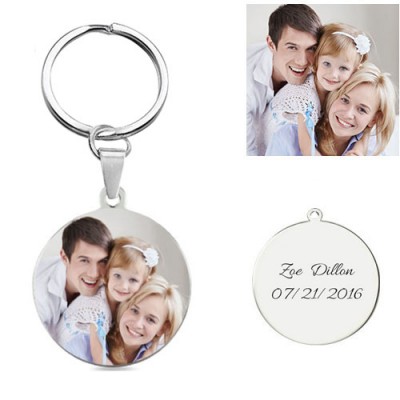 Customize Photo Keychain Titanium Steel Round-shaped