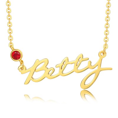 Personalized Customized " Carrie " Style Name Necklace With Birthstone