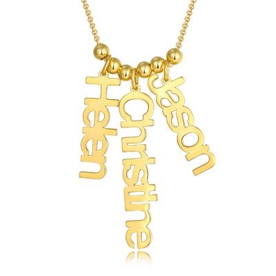 18K Gold Plating Personalized Vertical Engraving Name Necklace 