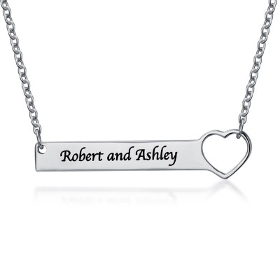 Personalised Coupon Name Necklace Bar Customized Necklace With Heart