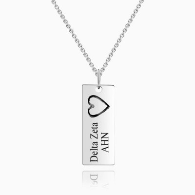 Vertical Bar Necklace For Couples With Engraving
