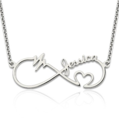 Infinity Heartbeat  Name Necklace