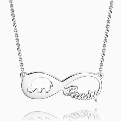 S925 Silver Lucky Elephant Infinity Name Necklace