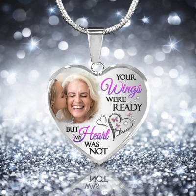Your Wings Were Ready Personalized Memorial Photo Necklace