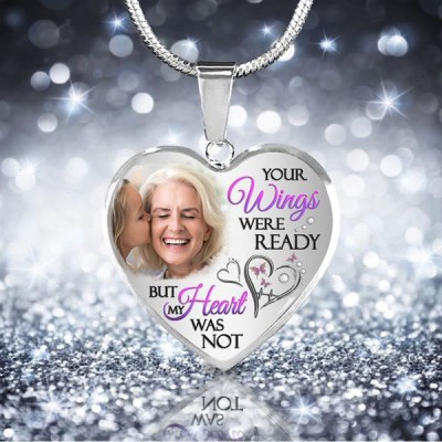 Your Wings Were Ready Personalised Memorial Photo Necklace