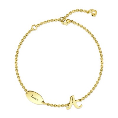 Initial Name Bracelet 14k Gold Plated