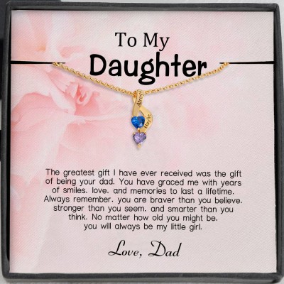 Personalised To My Daughter Birthstone Necklace From Dad For Little Girl