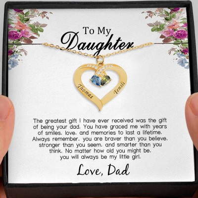 Personalised To My Daughter Heart Necklace From Dad For Little Girl