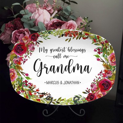 My Greatest Blessings Personalised Platter for Grandma With Grandchildren's Name