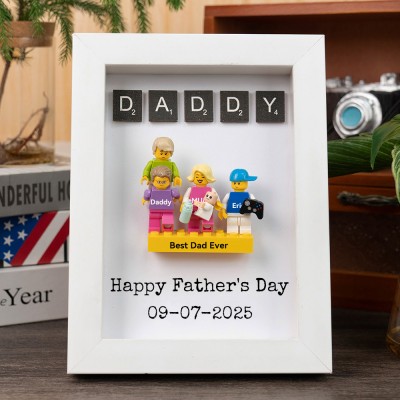 Personalised Tiny Figure With Frame and Brick For Dad Father's Day Gift Ideas