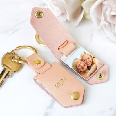 Personalised Leather Photo Keychain Gifts For Mother's Day