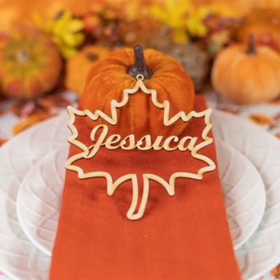 Thanksgiving Place Cards Personalised Tree Name Sign Dining Table Fall Decor