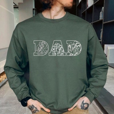 Personalised Photo Embroidered Military Green Hoodie For Dad Father's Day Gift Ideas