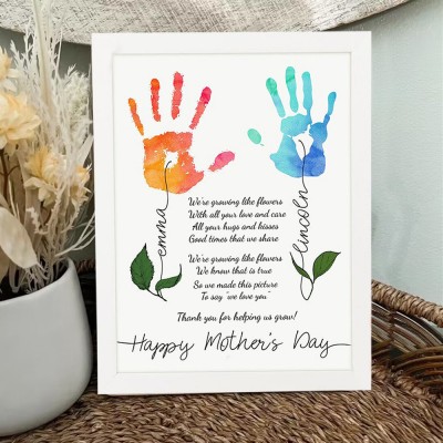 Personalised Mother's Day Flower DIY Handprint Art Craft Sign Gift From Kids For Mum Grandma