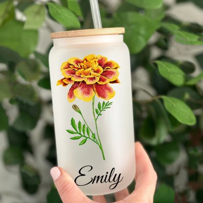 Personalised Birth Flower Tumbler For Her and Bridesmaid Bachelorette Party Gift