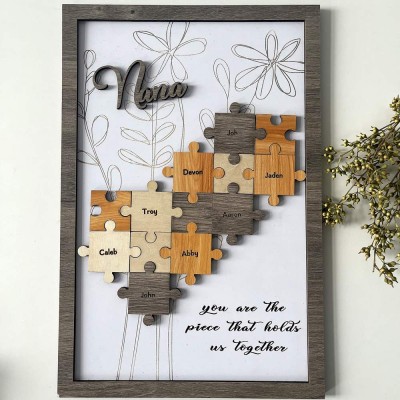 Personalised Nana You Are The Piece That Holds Us Together With Grandkids Name Mum Puzzle Sign