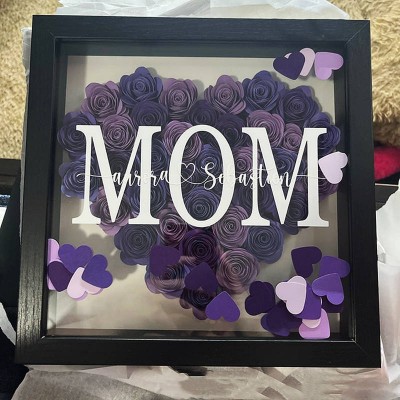 Personalised Mum Flower Shadow Box With Name For Mother's Day