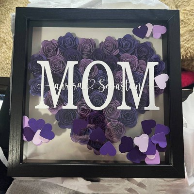 Personalized Mom Flower Shadow Box With Name For Mother's Day