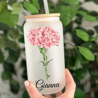 Personalised Birth Flower Tumbler For Her and Bridesmaid Gift