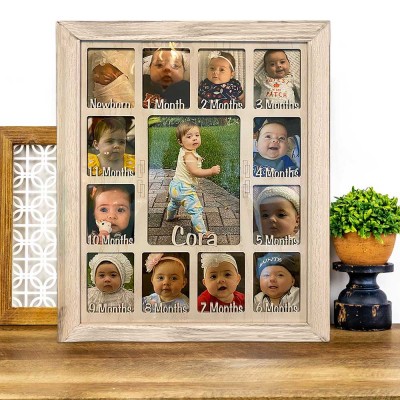 Personalised Baby Newborn First Year Photo Frame Display Board Nursery Gifts