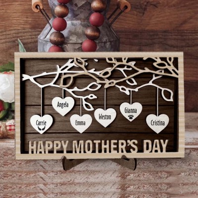 Personalised Family Tree Sign With Name Engraved Home Decor Anniversary Christmas Day Gift Ideas