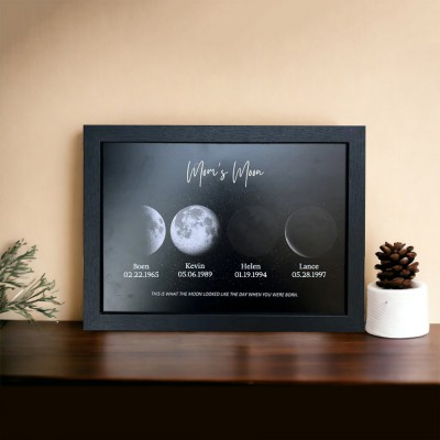 Custom Moon Phase Wood Sign Mum's Moon Best Gift For Mother's Day