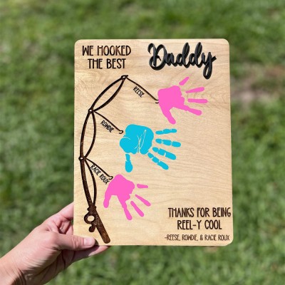 Personalised Daddy Fishing DIY Handprint Sign From Kids For Father's Day