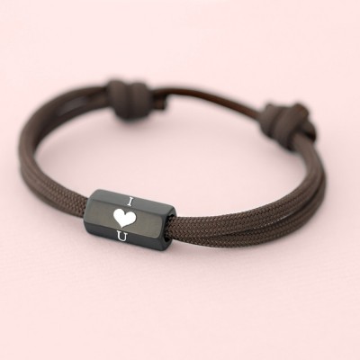 Personalised Men's Bracelet with Hexahedral Bead For Him Valentine's Day Gift