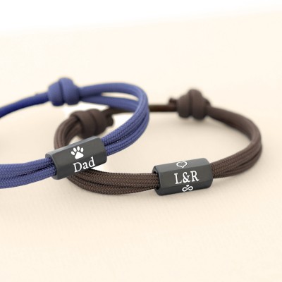Personalised Men's Bracelet with Hexahedral Bead For Husband Dad Boyfriend Gift Ideas