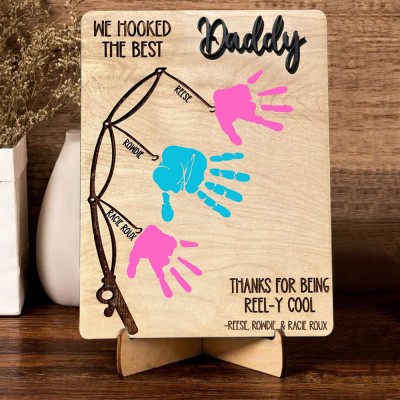 Personalised Daddy Fishing DIY Handprint Sign From Kids For Father's Day