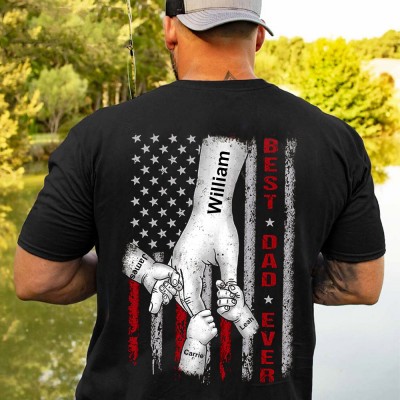 Personalised Best Dad Ever Fist Bump Shirt With Kids Name For Father's Day Gift Ideas