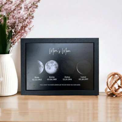 Custom Moon Phase Wood Sign Mum's Moon Best Gift For Mother's Day