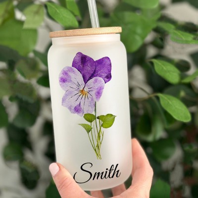 Personalised Birth Flower Tumbler For Her and Bridesmaid Bachelorette Party Gift