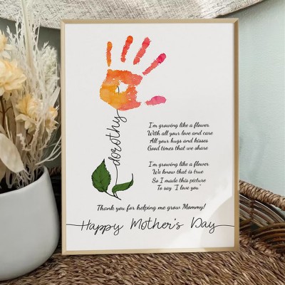 Personalised Mother's Day Flower DIY Handprint Art Craft Sign Gift From Kids For Mum Grandma