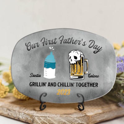 Personalized Our First Father's Day Together Platter For Dad Gift Ideas