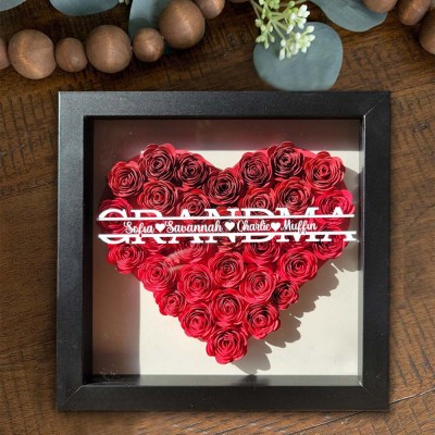 Personalised Grandma Flower Shadow Box With Name For Mother's Day Christmas