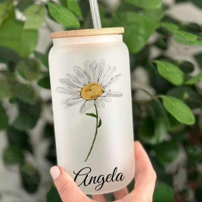 Personalised Birth Flower Tumbler For Her and Bridesmaid Bachelorette Party Gift