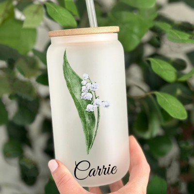 Personalised Birth Flower Tumbler For Her and Bridesmaid Bachelorette Party Gift