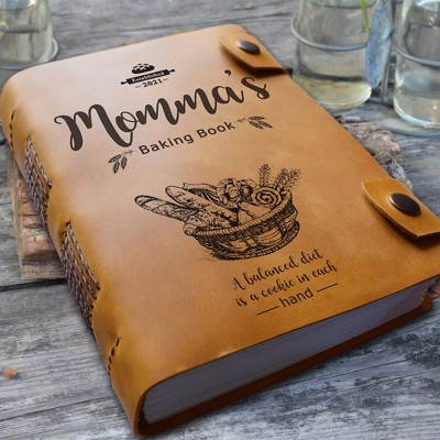 Personalised Family Heirloom Leather Recipe Cook Book For Mom Grandma Christmas Anniversary Gift Ideas