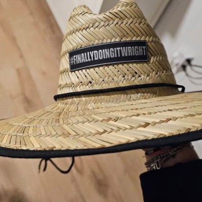 Personalised Name Straw Hat with Leather Patch For Kids Adult