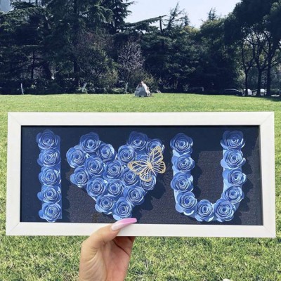 Personalised Flower Shadow Box For Wedding Anniversary Valentine's Day