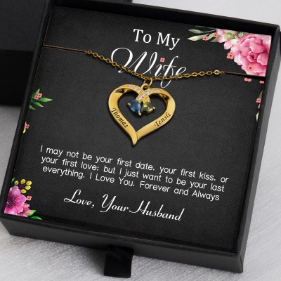 To My Wife Gift Ideas From Husband Personalised Heart Necklace With Her and Him Name For Valentine's Day