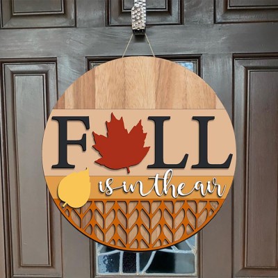 Wooden Fall Front Door Hanger Farmhouse Decor Entry Way Wall Welcome Sign