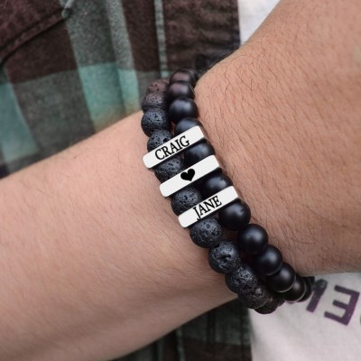 Personalised Men's Bracelet With Custom Beads Gift For Husband Boyfriend