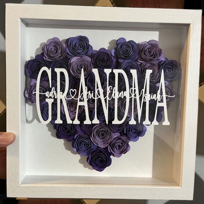 Personalised Grandma Flower Shadow Box With Name For Mother's Day