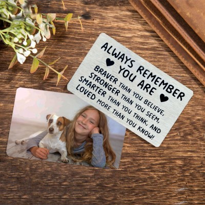 Personalised Metal Wallet Photo Card Love Note Anniversary Gift For Loved