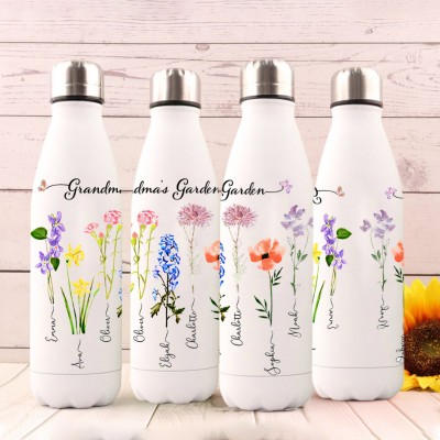 Personalised Grandma's Garden Tumbler With Grandkids Name and Birth Month Flower For Mother's Day