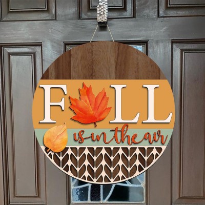 Wooden Fall Front Door Hanger Farmhouse Decor Entry Way Wall Welcome Sign